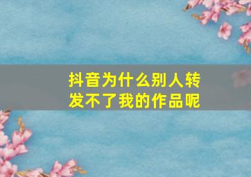 抖音为什么别人转发不了我的作品呢