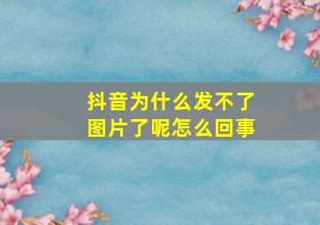 抖音为什么发不了图片了呢怎么回事