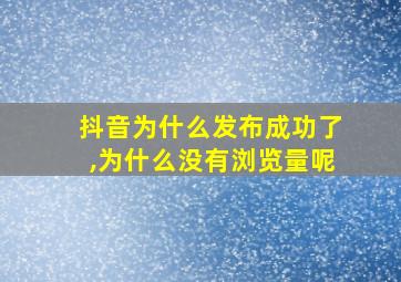 抖音为什么发布成功了,为什么没有浏览量呢