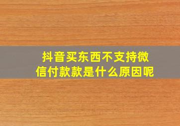 抖音买东西不支持微信付款款是什么原因呢