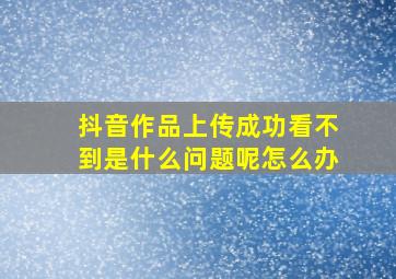 抖音作品上传成功看不到是什么问题呢怎么办