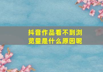 抖音作品看不到浏览量是什么原因呢