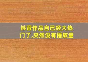 抖音作品自已经大热门了,突然没有播放量