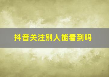 抖音关注别人能看到吗