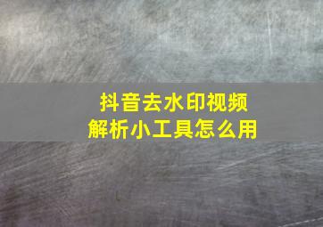 抖音去水印视频解析小工具怎么用