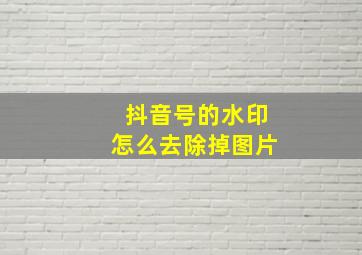 抖音号的水印怎么去除掉图片