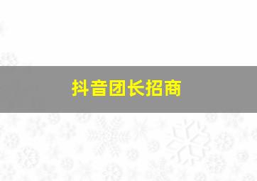 抖音团长招商