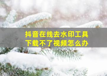 抖音在线去水印工具下载不了视频怎么办