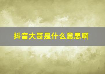 抖音大哥是什么意思啊