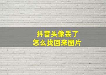 抖音头像丢了怎么找回来图片