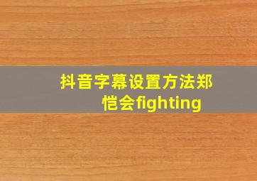 抖音字幕设置方法郑恺会fighting