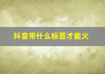 抖音带什么标签才能火