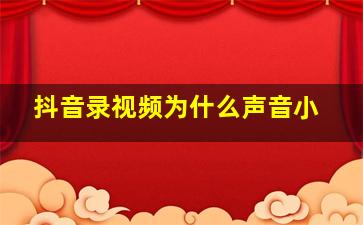 抖音录视频为什么声音小