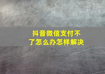 抖音微信支付不了怎么办怎样解决