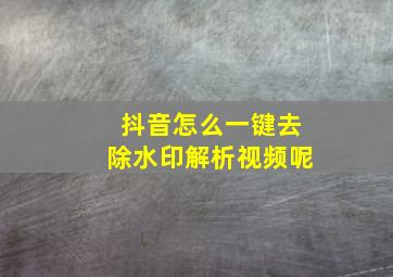 抖音怎么一键去除水印解析视频呢