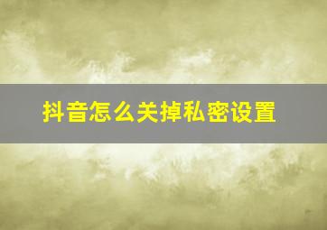 抖音怎么关掉私密设置