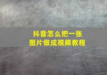 抖音怎么把一张图片做成视频教程