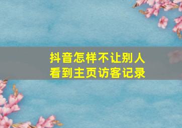 抖音怎样不让别人看到主页访客记录