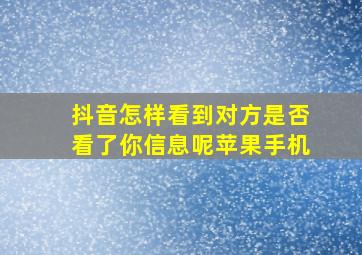 抖音怎样看到对方是否看了你信息呢苹果手机