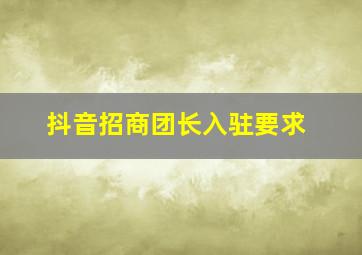 抖音招商团长入驻要求