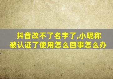 抖音改不了名字了,小昵称被认证了使用怎么回事怎么办