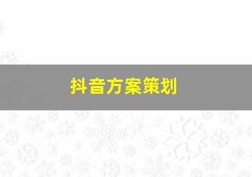 抖音方案策划