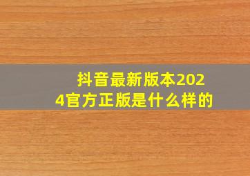 抖音最新版本2024官方正版是什么样的