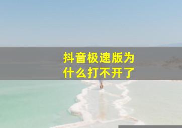 抖音极速版为什么打不开了