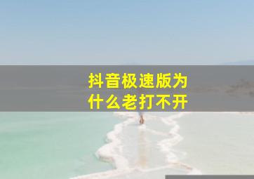 抖音极速版为什么老打不开