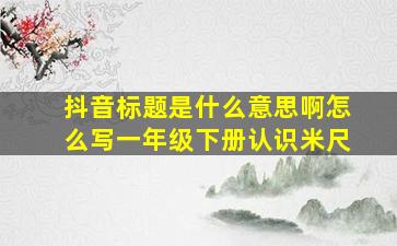 抖音标题是什么意思啊怎么写一年级下册认识米尺