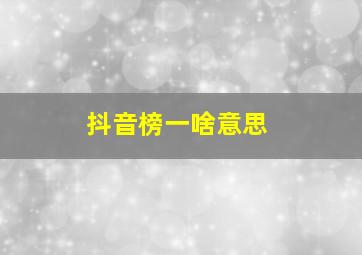 抖音榜一啥意思