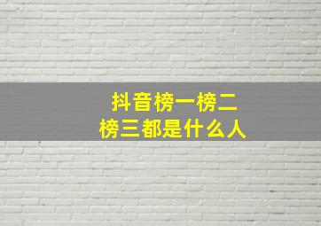 抖音榜一榜二榜三都是什么人