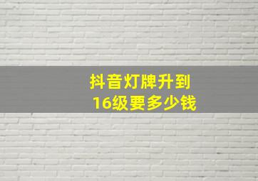 抖音灯牌升到16级要多少钱