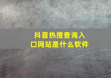 抖音热搜查询入口网站是什么软件