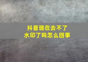 抖音现在去不了水印了吗怎么回事