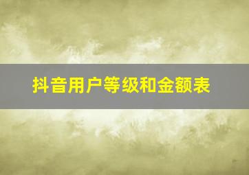 抖音用户等级和金额表