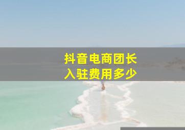 抖音电商团长入驻费用多少