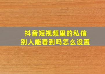 抖音短视频里的私信别人能看到吗怎么设置