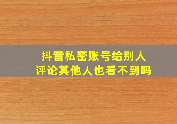 抖音私密账号给别人评论其他人也看不到吗