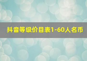 抖音等级价目表1-60人名币