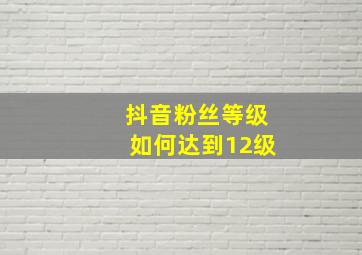 抖音粉丝等级如何达到12级