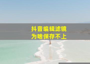 抖音编辑滤镜为啥保存不上