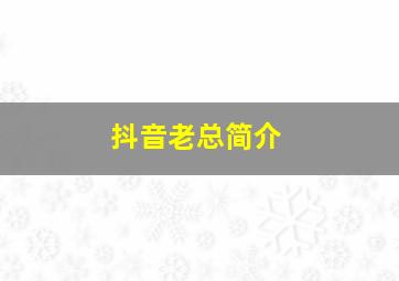 抖音老总简介