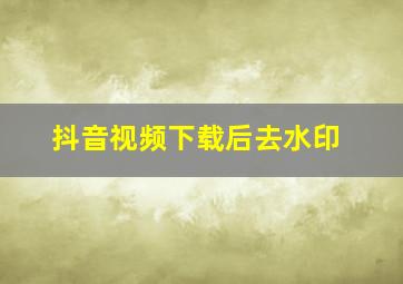 抖音视频下载后去水印