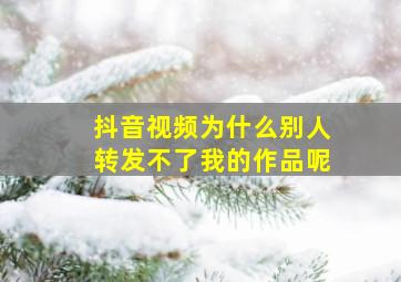 抖音视频为什么别人转发不了我的作品呢