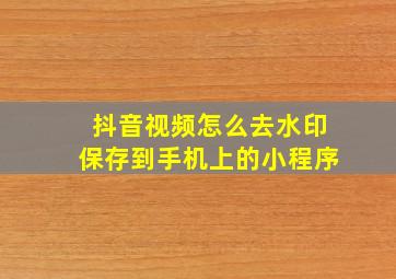 抖音视频怎么去水印保存到手机上的小程序