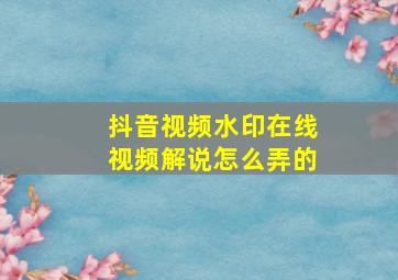 抖音视频水印在线视频解说怎么弄的