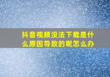 抖音视频没法下载是什么原因导致的呢怎么办