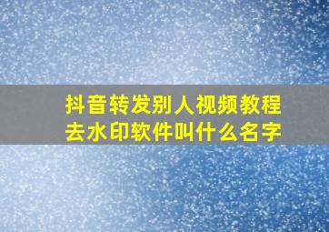 抖音转发别人视频教程去水印软件叫什么名字