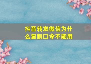 抖音转发微信为什么复制口令不能用